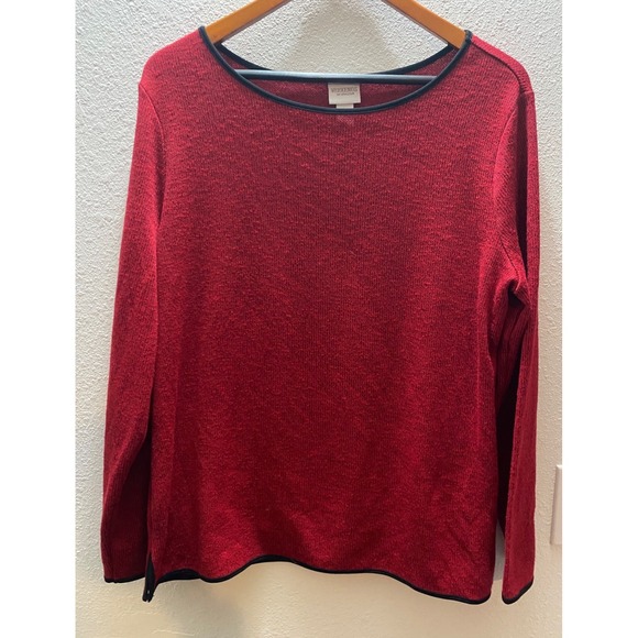 WEEKENDS BY CHICO'S Sweaters - WEEKENDS BY CHICOS Top Women's 2/L Knit Boat Neck Long Sleeve Red